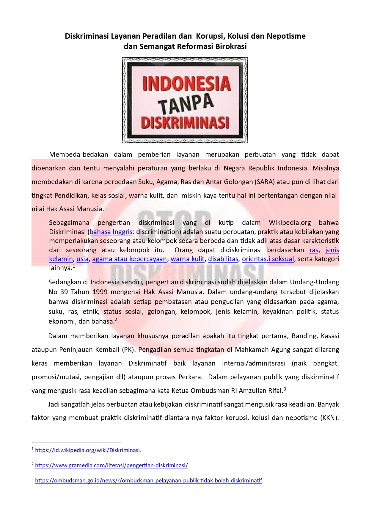 Diskriminasi Layanan Peradilan dengan Korupsi page 0001