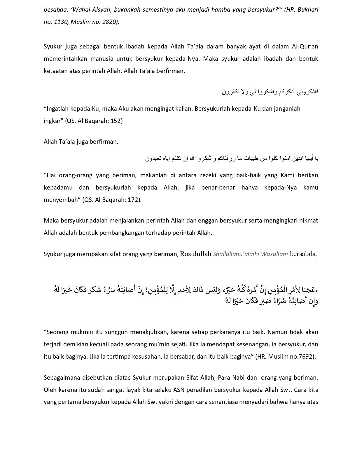 Syukur ASN Peradilan dan Menjaga Integritas.e