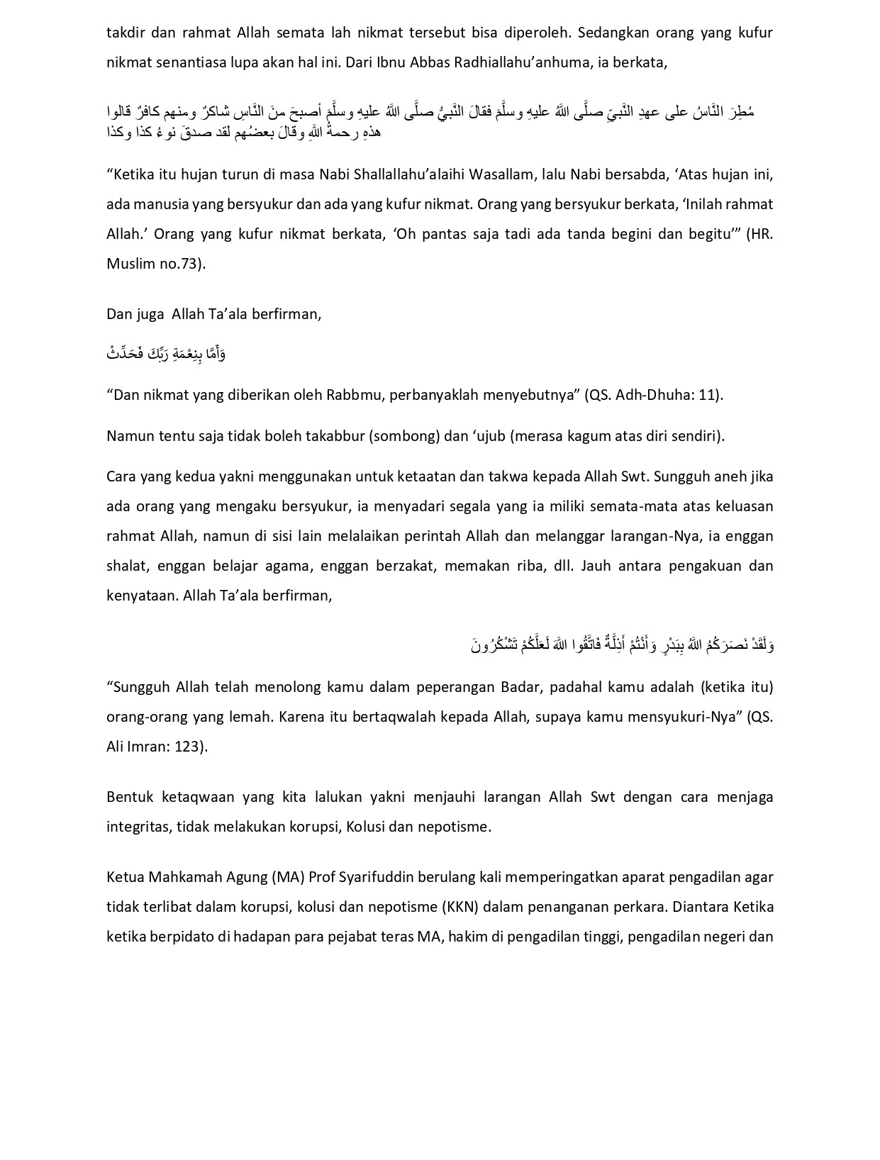 Syukur ASN Peradilan dan Menjaga Integritas.f